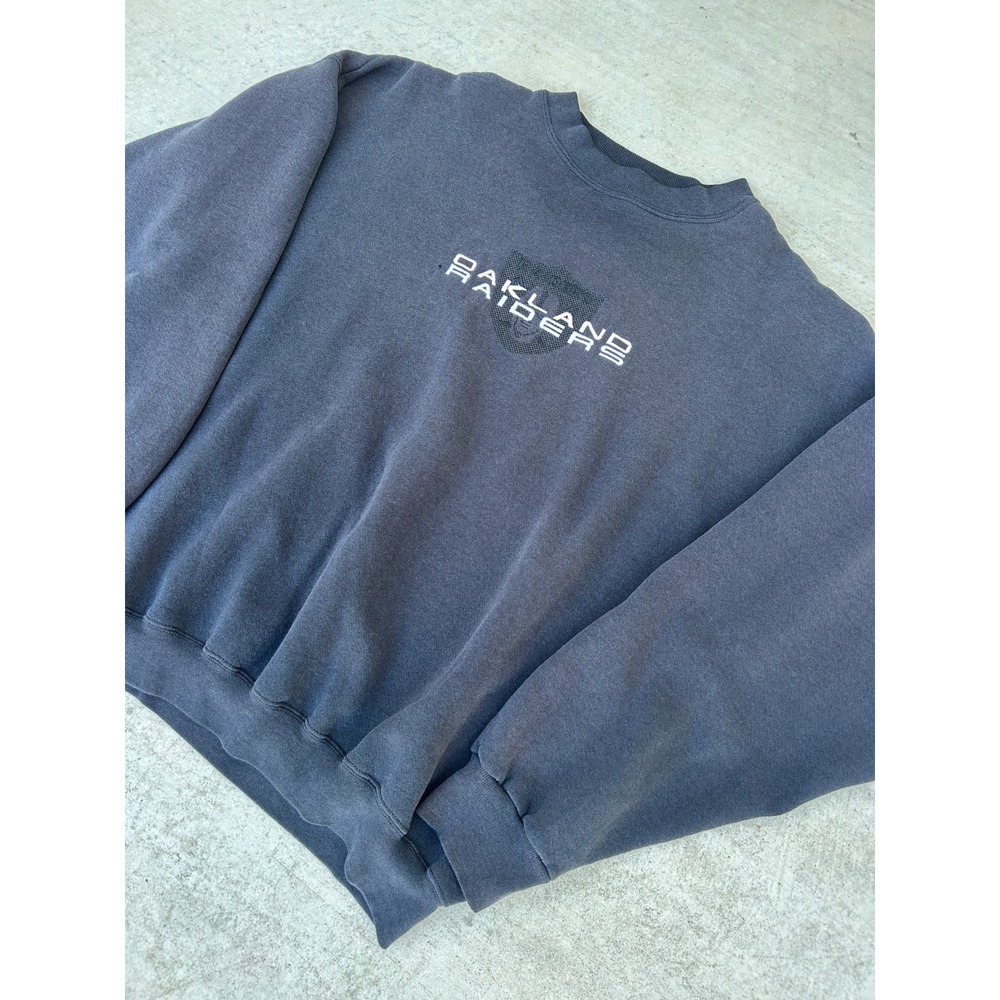 Oakland Raiders Sweatshirt Mens Large Faded Black Vintage 90s Sportswear NFL